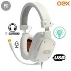 Headset Gamer Shield Branco Oex 7.1 Microfones e Fones de Ouvido  - Hs409