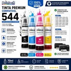 Tinta Epson 544 Compatível Printech 70ml EcoTank L3250 L3210 L3150 L4260 L5290 Preto Ciano Magenta Amarelo