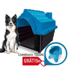 KIT CASINHA CASA DE CACHORRO + COMEDOURO 1000ML N7 DESMONTÁVEL MANSÃO GIGANTE MEC PET