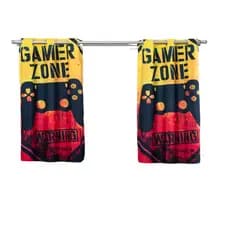 Cortina Sala Quarto Infantil Criança Kids Menino Decorativa Pequena 2,00x1,40 Gamer Amarelo Basica