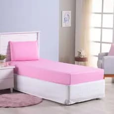 Jogo Roupa Cama Lençol Solteiro Fronha 2 Pçs Elastico Quarto Menina Rosa Simples Basico Barato Macio