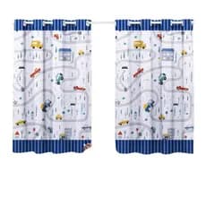 Cortina Quarto Infantil Criança Decorativa Pequena Kids Menino Carros Carrinho Pista Corrida Azul