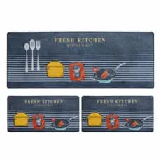 Tapete Passadeira Jogo Cozinha Trilho Decorativo 3 Pçs Antiderrapante Emborrachado Preto Decoração