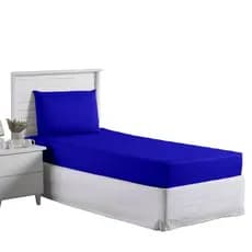 Jogo Lençol Roupa Cama Solteiro Elastico 2 Pçs Fronha Quarto Infantil Criança Basico Luxo Azul Royal