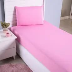 Jogo Lençol Roupa Cama Solteiro Elastico 2 Pçs Fronha Quarto Menina Simples Basico Barato Rosa Luxo