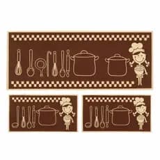Tapete Passadeira Trilho Capacho Cozinha 3 Pçs Antiderrapante Emborrachado Macio Cozinheira Marrom