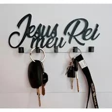 Porta chaves com fita dupla face Jesus meu Rei