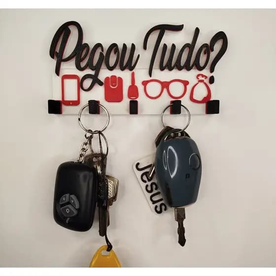 Porta chaves decorativo 3 cores Pegou Tudo