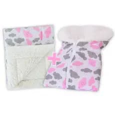 Manta Para Bebê Cobertor Mantinha + Saco De Dormir Com Sherpa Recém Nascido - Varias Cores