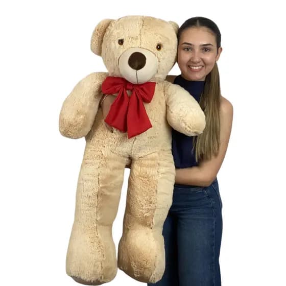 Urso Ursinho de Pelúcia Gigante 1 Metro Grande com Laço Presente Decoração Enfeite