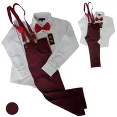 Conjunto infantil contendo camisa manga longa-calça-suspensório e gravata; eventos festas formaturas casamentos