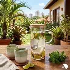 Jarra de Vidro com Tampa de Bambu 750ml