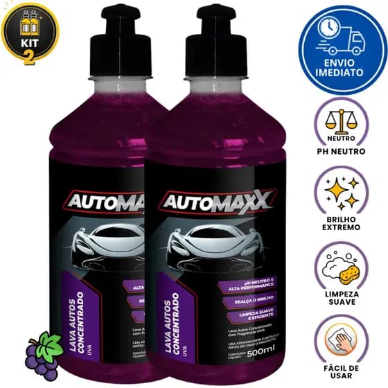 Kit 2 Shampoo Automotivo Limpeza para Veiculos Removedor Detergente Lava Jato Estetica Automotiva