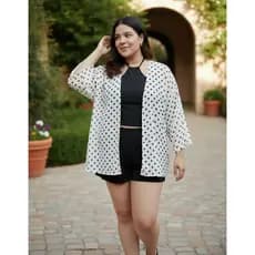 1 Kimono Saida de Praia Plus Size e Slim - Cardigan Feminino Bata Verão Estampado Meia Estação