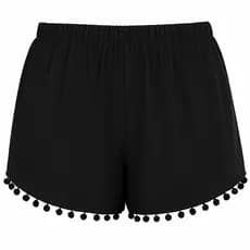 Short Plus Size Feminino Soltinho Pom Pom Verão Leve Elástico Confortável Molinho Lisa  Viscolycra