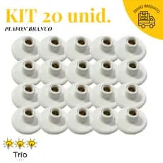 Kit 20 Plafon Soquete E27 Branco Bivolt Plafonier Redondo Luminaria Bocal de Teto Expedição