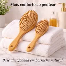 Escova de Cabelo Oval Bambu – Desembaraça Rápido, Massageia o Couro Cabeludo e Reduz o Frizz