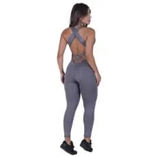 Macacão Longo Feminino Com Bojo Removível Suplex Fitness Academia E Ginastica