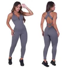 Macacão Longo Feminino Bojo Removível Suplex Fitness