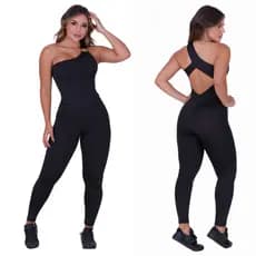 Kit 2 Macacão Longo Feminino Detalhe Argola Fitness Roupa de Academia