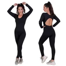 KIT 2 Macacão Academia Feminino Fitness De Manga Suplex