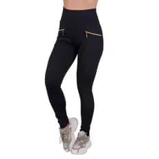 Calça Legging Feminina Cintura Alta Bolso Com Zíper Estilosa