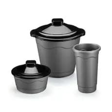 Kit 3 Peças Lixeira Pia 2,7L Porta Sabão 800ml Porta Detergente 500ml Plástico Cozinha Organização