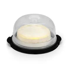 Queijeira Redonda Plástica com Tampa Transparente Porta Queijo Minas Frescal Frios Geladeira