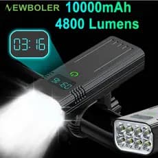 NEWBOLER 4800 Lumens Luz de bicicleta 10000 mA impermeável Luz de bicicleta ultra brilhante dianteira