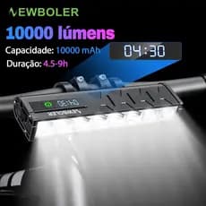 Newboler Digital Display 10000 Lumens Luz De Bicicleta 10000mAh Frontal IPX5 À Prova D'água Lâmpada Alumínio Recarregável De Liga Para Ciclismo