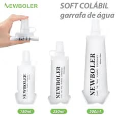 NEWBOLER 150ml 250ml 500ml Frasco Macio TPU Silicone Garrafa De Água Dobrável Para Esportes Ao Ar Livre Viajar Ciclismo