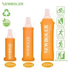 NEWBOLER 150ml 250ml 500ml Frasco Macio TPU Silicone Garrafa De Água Dobrável Para Esportes Ao Ar Livre Viajar Correndo