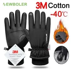 Newboler 3M Luvas De Inverno De Algodão À Prova D'água Com Tela Sensível Ao Toque Lã Antiderrapantes Quentes De Dedo Int