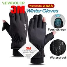 Newboler Luvas De Inverno Unissex À Prova D'água , Esqui , Antiderrapante , De Vento , 2 Dedos , Com Tela Sensível Ao To