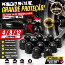Kit 4 / 8 / 12 Tampas Para Bico de Pneu Carro Moto e Bike Tampinhas de Válvula Universal Resistentes
