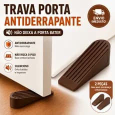 Trava Porta Antiderrapante Marrom – Kit com 2 Peças | Fixador de Porta | Não Risca o Piso
