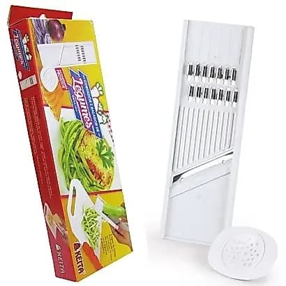 Ralador de Legumes Cortador Fatiador e  Dupla Face com Protetor 21,5cm Manual Inox Keita