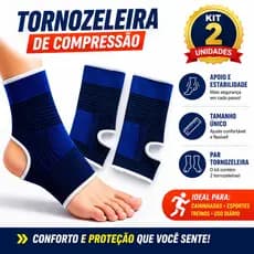 Tornozeleira Elástica Esportiva em Poliéster Azul | Par (2 Peças) Compressão para Corrida, Academia, Futebol e Crossfit