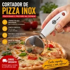 Cortador de Pizza em Aço Inox 19cm Corte Fácil e Preciso ENVIO IMEDIATO Produto à Pronta Entrega