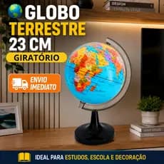 Globo Terrestre Escolar Giratório De Mesa Mapa Mundi 14cm Diâmetro e 23cm Altura