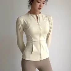 Mulheres Jaqueta Esportiva Zip Fitness Yoga Camisa Treino Correndo Casacos Quente Ginásio Manga Longa Superior Cardigan