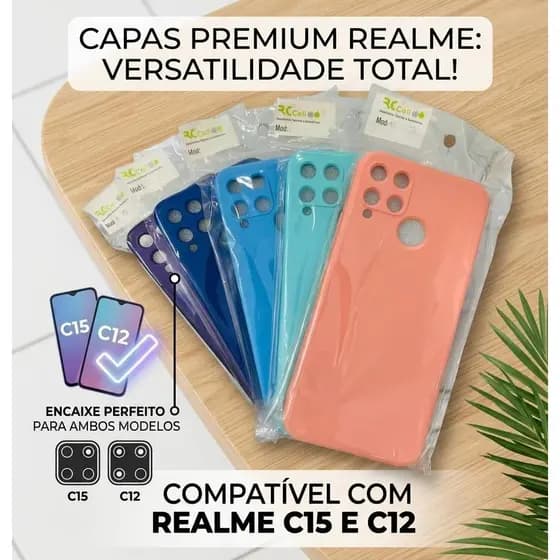 Ki Capa para Celular Realme C15 e C12 Compatível + película 3D borda infinita opcional