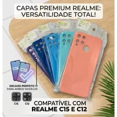 Ki Capa para Celular Realme C15 e C12 Compatível + película 3D borda infinita opcional