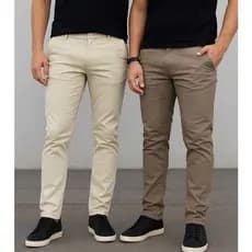 KIT 2 Calças SARJA Slim Sport Fino Lycra Social Masculina