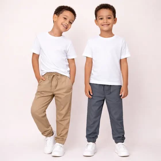 KIT 2 Jogger INFANTIL Calça de Sarja Menino Alta Qualidade Slim Fit Brim Criança
