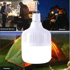 Lâmpada de Emergência Led Recarregavel Camping Usb Portatil Luminaria Bulbo 6000K