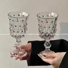 Taças Vintage Bolinhas 230ml – Copo Vinho Tinto e Champagne – Kit Casa Luxo – Decoração Retrô Presente Feminino
