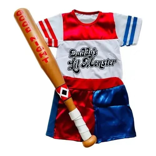 Fantasia Arlequina Infantil Roupa Com Taco
