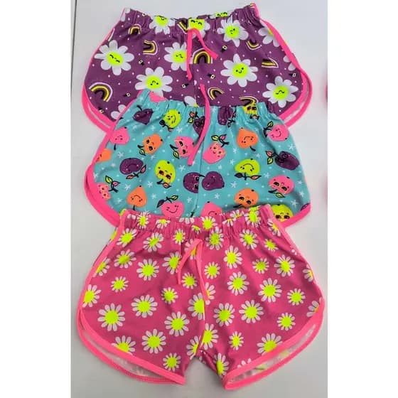 Kit com 3 Shorts infantil Feminino