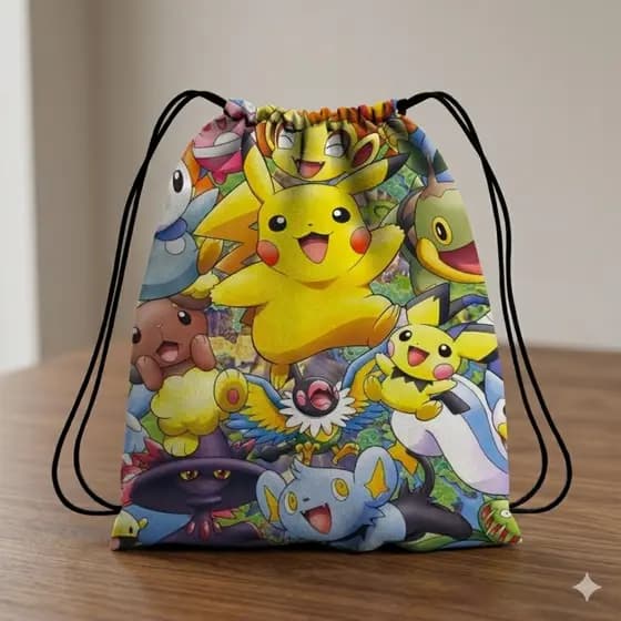 Mochila Saco Desenho Personalizado Pokemon Bolsa Infantil